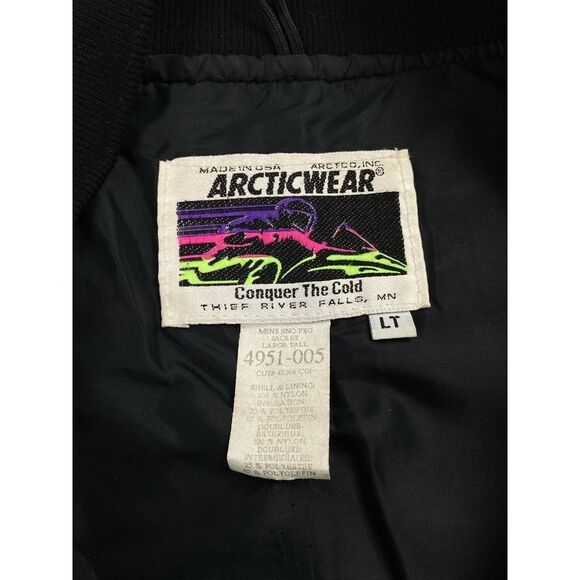 Vtg Arctic Wear Arctic Cat Sno Pro Snowmobile Jacket Mens Large Tall Black Purpl - Picture 6 of 9